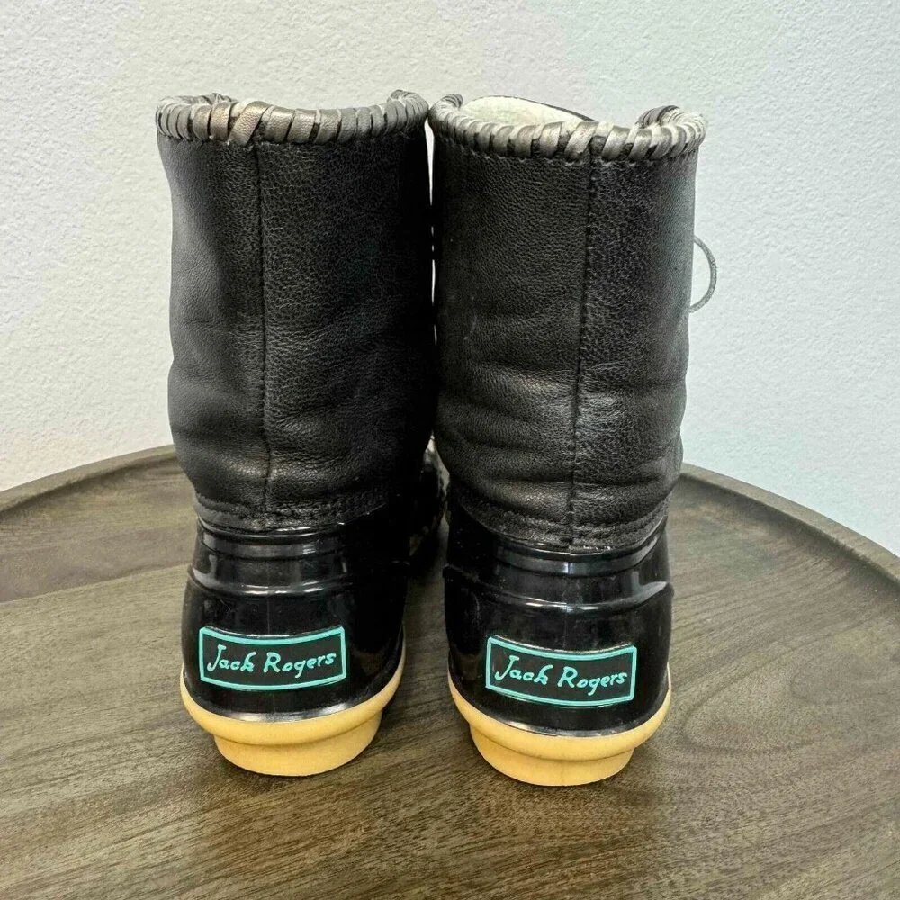 Jack Rogers Women's Chloe Duck Boots Lace Up Waterproof Black Size 7M